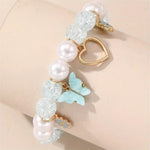 El Regalo 1PC Butterfly, Love Heart, Bow, Flower Charms Crystals Beads Bracelet for Girls - Fashion Bracelets for Girls/Women (Light Blue)