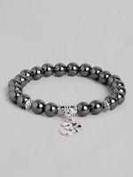 El Regalo OM OM OM Charm Healing Yoga 8mm Beads Stretchable Bracelets for Men/Women | OM Yoga Spiritual Jewelry (Grey)