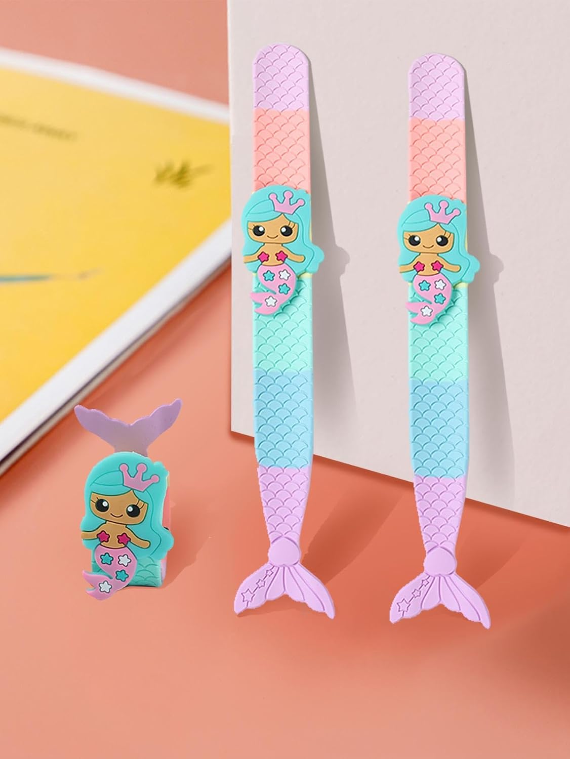 El Regalo 2PCs Mermaid Fish Tail Slap Bands/Wristbands for Girls- Mermaid Theme Birthday Party Gifts/Goodie Bags Filler