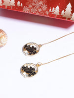 El Regalo 1 Pair Leaves Threader Earrings for Girls & Women- Statement Long Tassel Threader Earrings- Gift for Her (Black)