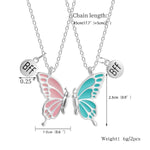 El Regalo Magnetic Butterfly BFF Necklaces for 2, Enamel Butterfly Friendship Magnetic Necklace for Teen Girls Women - Gift for Best Friends/Besties/Sisters (Pink & Blue Butterflies)