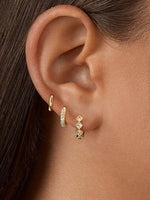 El Regalo 3 Pairs Dainty 14K Gold Plated Huggie Hoop Earrings - Small CZ Hoop Earrings Set for Women & Girls, Cartilage & Tragus Earrings (Style-2)