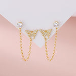 El Regalo Butterfly Chain Cuff Earrings for Women | CZ Diamond Stud & Butterfly Ear Cuff Linked Earrings | Long Chain Cartilege Earrings for Girls | Trendy Party Fashion Jewelry