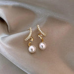 El Regalo Twist Rhinestone Encrusted Pearl Earrings- Fancy Pearl Earrings for Girls & Women