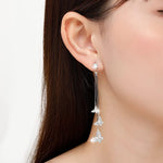 El Regalo Crystal Butterfly Drop Dangle Tassel Earrings for Women & Girls- Long Tassel Butterfly Earrings (White Butterfly Earrings)