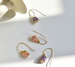 El Regalo Vintage Enameled Tulip Bud Flower Drop Earrings for Girls & Women- Retro European Style Tulip Bud Earrings (Peachy Pink)