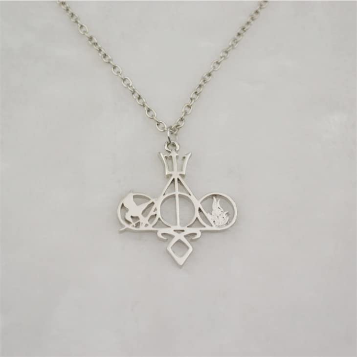 El Regalo Hungr Games The Mortal Instruments City of Bones Divergent Percy Jackson necklace for Girls & Boys (Silver & Gold)
