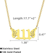 El Regalo Small Butterfly Wings Angel Number Necklace- Stainless Steel, Anti Tarnish, Angel Number Numerology Jewelry for Women & Girls (Angel Number 444)