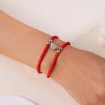 El Regalo 2PCs Luminous Hearts Love Couple Best Friend Hand Woven Adjustable Bracelets Set- BFF Glow in Dark Jewelry (No Tapping) (Red)