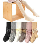 El Regalo 1 Pair Girls' Combed Cotton Bow Tights Pantyhose Leggings Stocking Pants | Party Bow Socks Stockings for Girls (Peach)