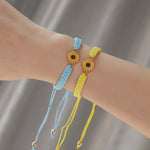 El Regalo 2 PCs Sunflower Daisy Bracelet - Adjustable Sunflower Bracelets for Best Friends/Besties - Sunflower Pinky Promise Bracelets for Kids Girls/Teens/Women (Yellow & Blue Sunflower Bracelet)