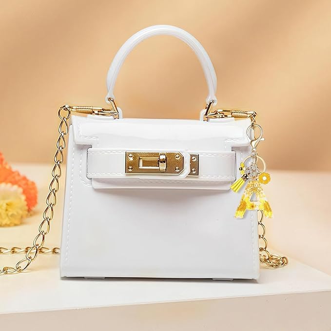 El Regalo Personalized Name Initials Natural Flowers & Bee Charm Keychain - Custom Letter Keyring with Daisy Flower & Honey Bee Pendant, Purse, Bag, Backpack Accessory (Letter A)