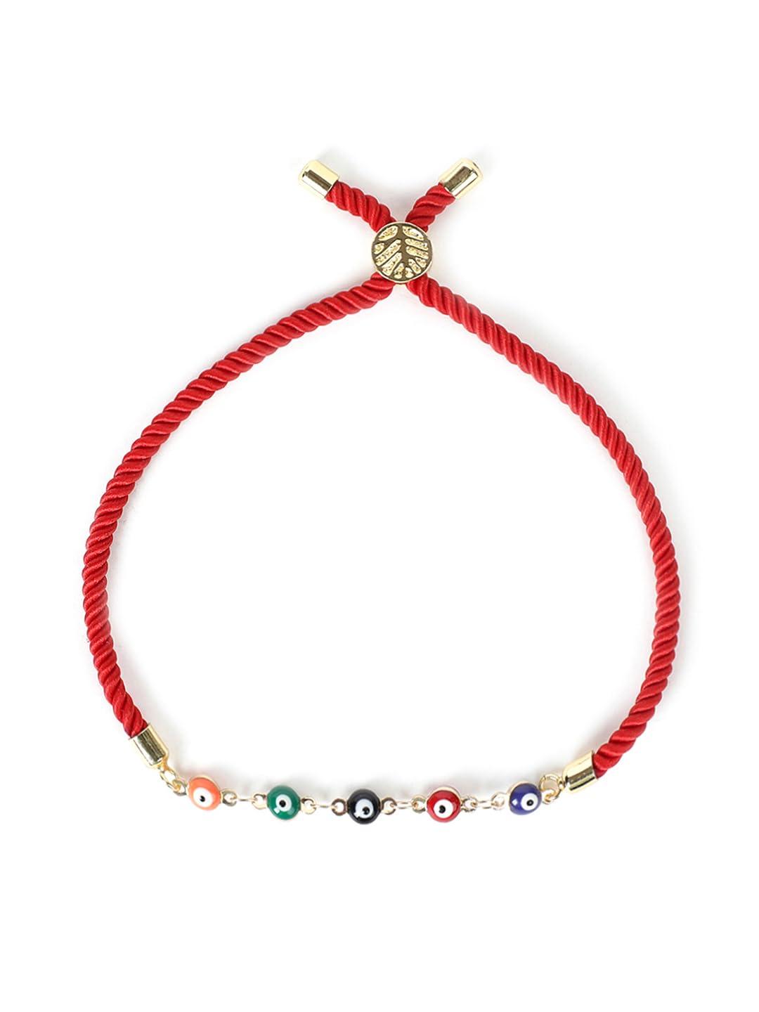 El Regalo 1PC Designer Fancy Evil Eye Rakhi for Brother/Sister-in-Law- Evil Eye Beads Adjustable Bracelet Rakhi with Roli Chawal, Rakhi Message Card in Rakhi Gift Box (Red)