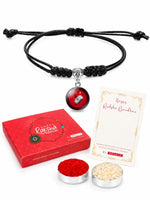 El Regalo 1PC Superhero Kids Rakhi- Fun Kids Bracelet Rakhi with Roli Chawal, Rakhi Message Card in Rakhi Gift Box for Little Bro/Sister/Niece or Nephew (Thor Black Rakhi)