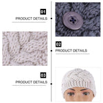 El Regalo Knitted Winter Twist Warm Wool Headband with Buttons for Face Mask Cover for Unisex (Black)