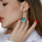 El Regalo Peacock Pearl Orchid Earrings- Enamel Glaze Orchid Leaf Pearl Hook Earrings for Girls & Women