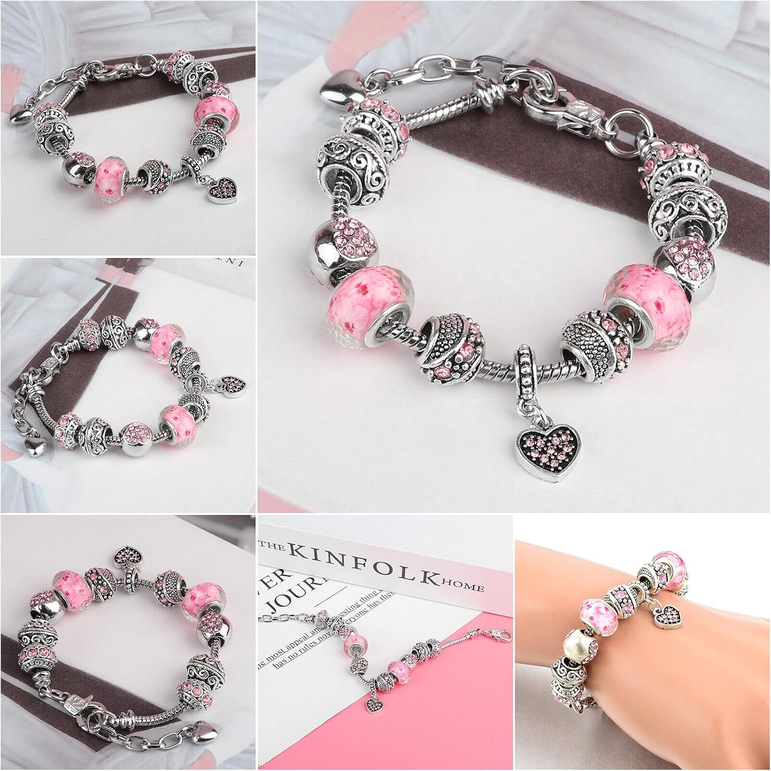El Regalo Crystal Diamonds Heart & Beads Bracelet - Elegant, Delicate Gift for Women & Girls | Unique Beaded Design & Fine Craftsmanship