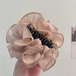 El Regalo 1pc Bohemian Large Flower Hair Claw Clip for Women & Girls - Elegant Multi-Layer Floral Shark Clip, Strong Grip Updo Accessory for Festive, Wedding, Party & Regular Use (White)