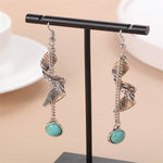 El Regalo Retro Imitation Turquoise Feather Vintage Tassel Earrings for Women- Gypsy Earrings Hippie Chic Boho Spiral Feather Earrings