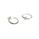 El Regalo 2 Pairs Tribal Oxidized Half Hoop Earrings, Huggie Earrings- Hammered Bohemian Oxidized German Silver Baali Earrings (Option-6)
