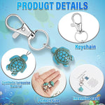 El Regalo 10PCs Lucky Little Turtle Keychain Set with White Organza Bag & Greeting Card - Good Luck Cute Mini Sea Turtle Inspirational Gift for Family, Friends, Coworkers