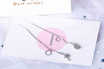 El Regalo 925 Silver Plated Minimalist Long Thin Linear CZ Elegant Threader Dangle Chain Earrings for Girls & Women (Moon Sun Threaders)
