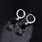 El Regalo Cute Cubic Zirconia Cut Stones Hoop Earrings for Girls & Women- Classic Teardrop Shape Zircon Drop Dangle Earrings (Black)