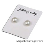 El Regalo 1 Pair Clip-On Magnetic No-Piercing White Pearl Stud Earrings - Fashionable Non-Piercing Magnetic Stud Earrings for Women