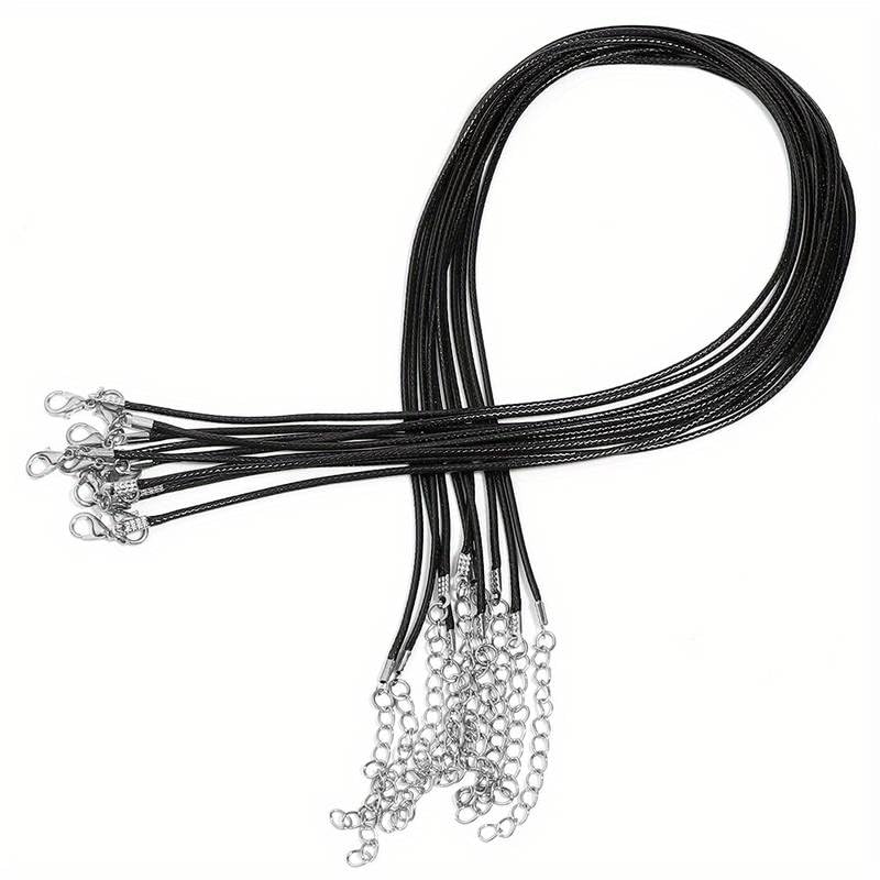 El Regalo 10pcs/Pack DIY Black 1.5MM Waxed Rope Braided Cords with Lobster Clasp Suitable for Necklace Making- Jewelry Accessories Small Business Supplies (5 Gold + 5 Silver)