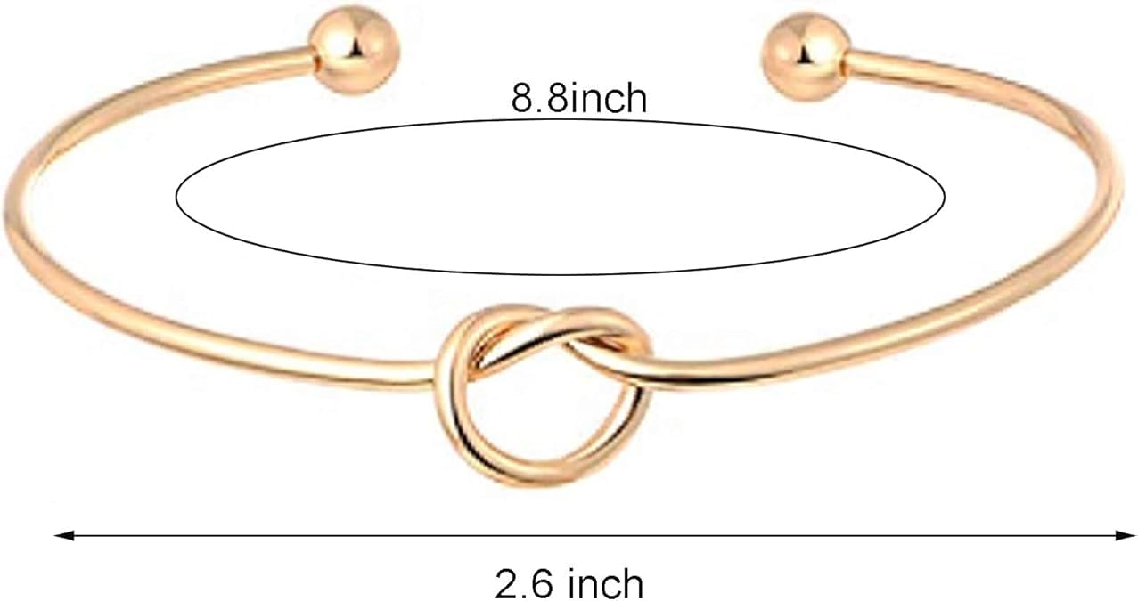 El Regalo Stainless Steel Forever Love Knot Infinity Cuff Bracelets for Girl & Women- Waterproof Infinity Knot Adjustable Bracelet (Gold)