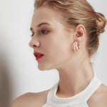 El Regalo Gold Chunky Triple Open Hoop Earrings for Women & Girls | Trendy Minimalist Statement Jewelry (Mauve Pink)