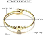 El Regalo Golden Stainless Steel Heart Name Initials/Letters Cuff Bracelet for Girls/Women- Gold Plated A-Z Personalized Name Letter Heart Bracelet (M Letter)
