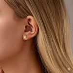 El Regalo Dainty CZ Crystal Leaf Huggie Hoop Earrings for Women & Girls - Cute & Sparkling American Diamond Marquise Leaf Bali Earrings (Gold)
