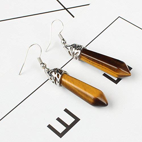 El Regalo Silver Plated with Multi Tiger Eye Dangling Earrings for Girls, Women
