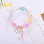 El Regalo 1 PC Dailsy Flower Sparkly Crystal Beads Tassel Bracelet for Girls/Teens/Women- Cute Crackle Beads Daisy Flower Stretch Bracelet (Multi Colored)