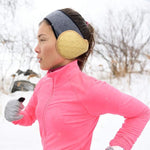 El Regalo 1PC Unisex Warm Knit Earmuffs- Winter Outdoor Fur Earwarmer, Foldable, Adjustable Wrap Ear Warmer for Girls/Boys/Men/Women (Peach Knitted)