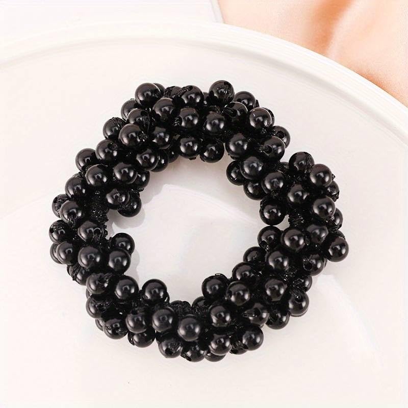 El Regalo 4PCS Fancy Pearls Hair Ties- Elastic Pearl Scrunchies Bead Hair Ropes Stretchy Hair Band Pearl Hair Scrunchies Hair Accessories for Women Girls (Color Options-2)