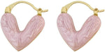 El Regalo 1Pair Love Heart Hoop Earrings- Small Oil Dripping Gold Plated Heart Earrings for Girls & Women Hoop (Pink)
