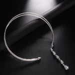 El Regalo Rhinestone Front Open Choker Necklace for Women & Girls - Double Circle Fashion Choker with Long Tassel - Luxury Adjustable AD Statement Necklace for Parties & Events