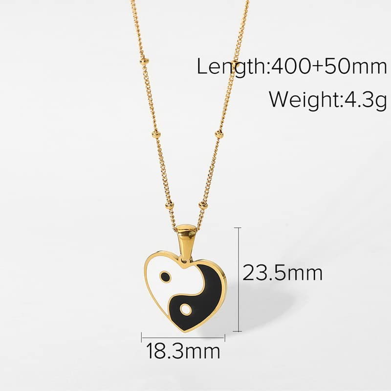 El Regalo 2 PCs Yin Yang Pendant Necklaces- Enamel Yin Yang Heart Flower Colorful Necklaces for Best Friends/Couple/Besties (Set-3)