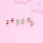 El Regalo 3 Pairs Hypoallergenic Earrings Set for Girls Teens Kids- Tiny Stud Earrings Set Heart Butterfly Rainbow Star Unicorn Straberry Ice Cream Cute Earring (Style-1)
