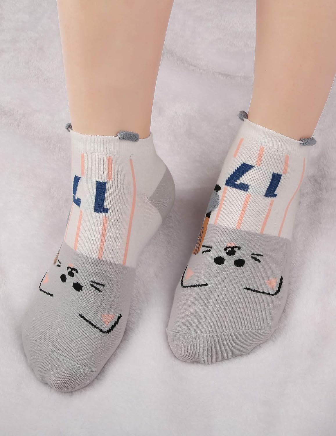 Ankle Socks for Teen Girls Women Funny No Show Novelty Sock Girl Low Cute Fun Animal Cartoon Socks, 5 Pack, Cotton & Bamboo