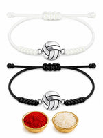 El Regalo 2PC Sports Rakhi for Kids | Sports Ball Bracelet Rakhis Combo Set for Brother/Niece/Nephew- Rakhi for Sports Lovers with Roli-Chawal, Message Card in Rakhi Gift Box (Option-3)