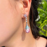 El Regalo Vintage Elegant Palace Style Luxury Pearl CZ Earrings for Women - Shiny Pink Zirconia Bridal Wedding Party Jewelry