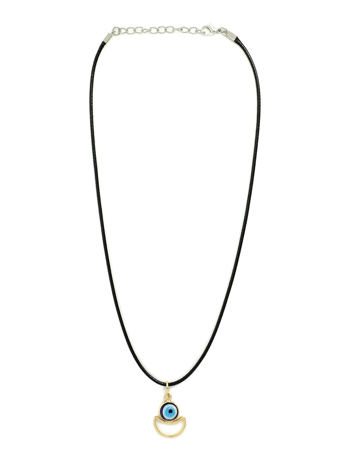 El Regalo 2 PCs Blue Evil Eye Unisex Pendant Cord Necklace for Kids/Girls/Boys/Men & Women - Turkish Blue Silver & Golden Handmade Evil Eye Necklaces (Option-3)