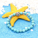 El Regalo 8mm Turquoise Beads Owl Braided Rope Unisex Bracelet for Girls/Boys/Men/Women Bohemian Jewelry Gift