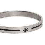 El Regalo 1 PC No Rust OM Trident Engraved Bracelet for Men - Designer Stainless Steel Anti Tarnish OM Kada Bracelet (Silver OM)