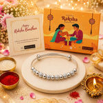 El Regalo Rakhi for Babies/Toddler/Baby Brother- 925 Silver Plated Bracelet Rakhi for Baby Brother with Roli Chanwal, Message Card in Rakshabandhan Box (Style-1)