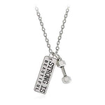 El Regalo "Strong Is Beautiful Fitness Gym Dumbbell Unisex Pendant Necklace for Boys/Men/Women/Girls