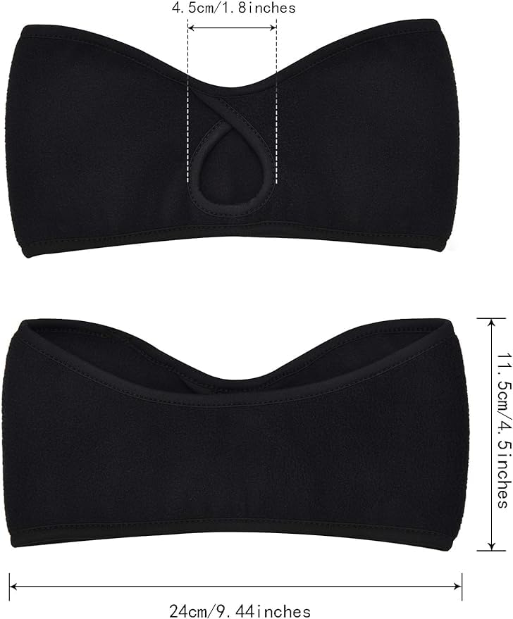 El Regalo 2 PCs Winter Fleece Ponytail Headbands- Ear Warmer/Earmuff Headbands with Ponytail for Men, Women, Girls, Boys Fleece Ear Warmers Headband for Cold Weather Ski Yoga (Black & Black)